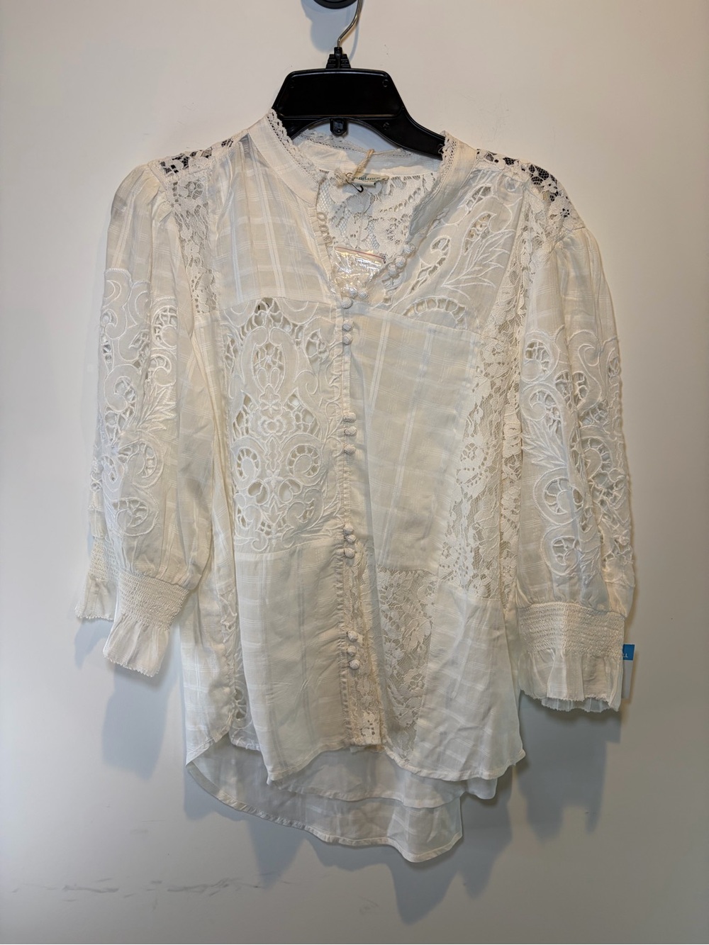 Sundance Cream Lace Button-Front Blouse